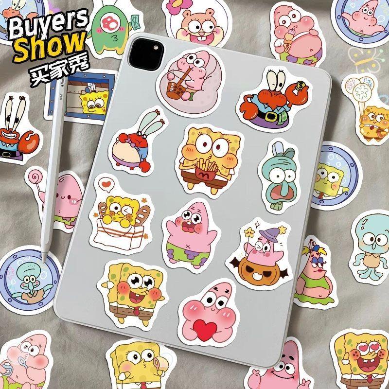 Product Introduction of Hình dán SpongeBob hoạt hình, dễ thương, 100 miếng, để đồ dùng Nhiếp Ảnh Viên, trang trí máy tính xách tay trong nhà, hình dán không thấm nước, thu thập 2280 người 3