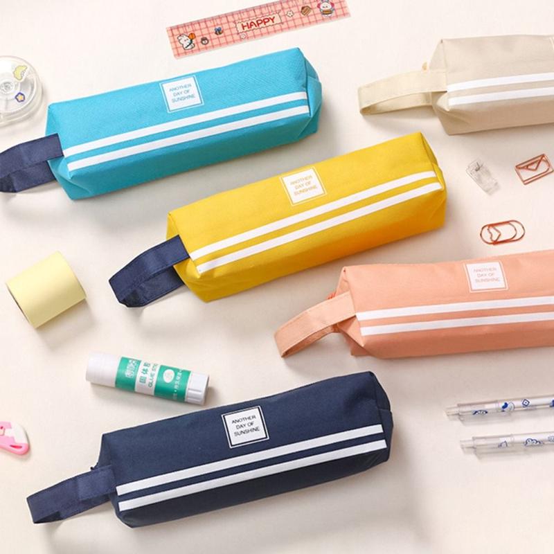 Product Introduction of Creative Large Capacity Pen Bag Portable Canvas Pencil Case Solid Color Pen Box Gift 22