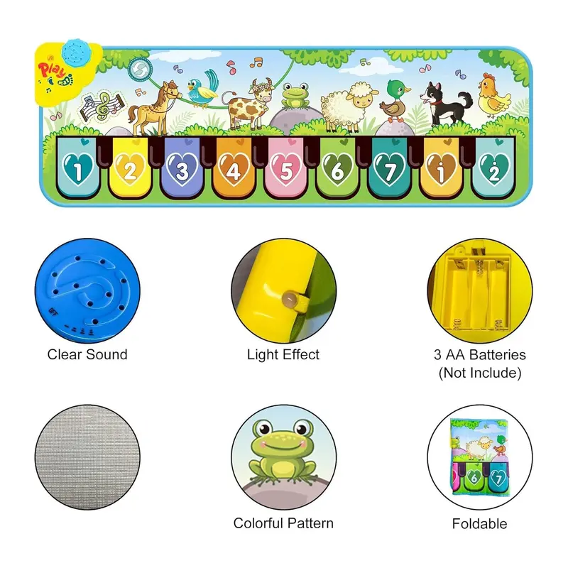 Dance Mat, 8 Animal Sound Modes Touch Game Mat, Music Mat for 3+ Years Old, Educational Toy for Kids, No Battery Provided 6