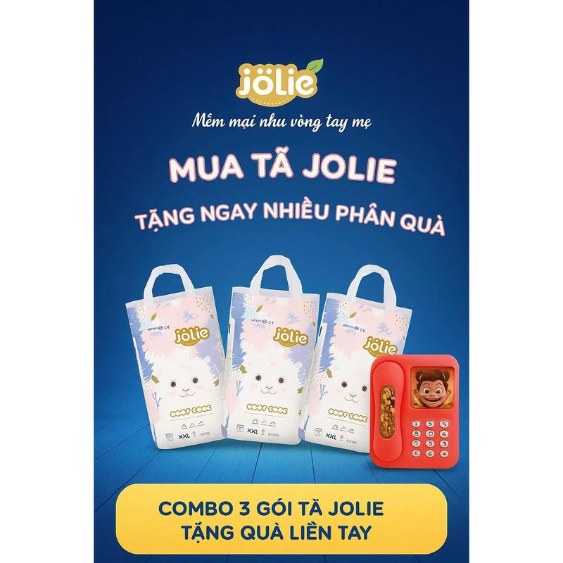 VD Combo 3 bịch + Tặng Quà điện thȯại bàn 150c Bỉm Jolie Xuất Anh mềm mỏng thấm hút tốt