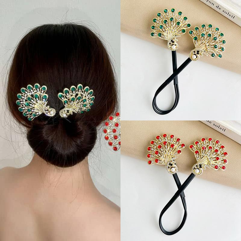 Kẹp Tóc Đĩa Con Công, Thiết Kế Thanh Lịch Và Tiện Dụng, Kẹp Xoắn Lười Mới, Kẹp Tóc, Đầu Bi, Sau Đầu, Phụ Kiện Tóc Cổ Điển Women Nữ