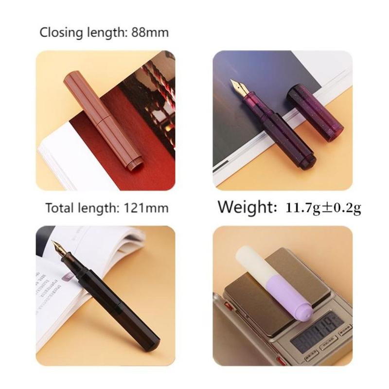 NEW Mini Fountain Pen Pocket-Size Transparent Eyedropper Gift Pens Acrylic EF Writing Ink Pen Writing Gift Set 2