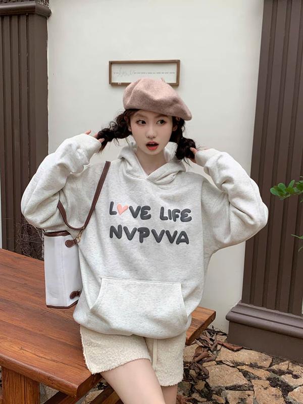 Áo Hoodie , áo hoodie đôi Sweater nam nữ Love Life , hoodie có mũ nỉ cotton mịn from Hàn Quốc  Dài Tay Menswear [A011] áo  anh tshirt  women Tay Dài Có Túi 5