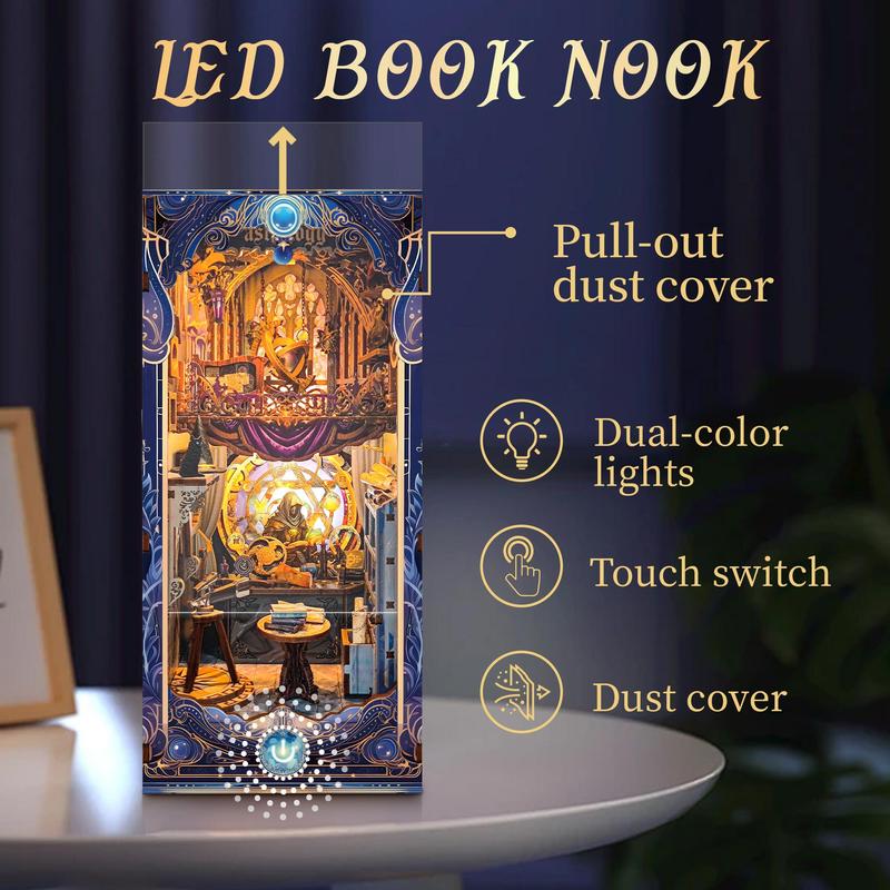 Product Introduction of Magic Book Nook DIY Wooden Kit, 1 Box Magic Book Nook DIY Craft Kit with LED Light, DIY Wooden Craft Kit for Adults & Teens, Gift for Family & Friends, Christmas Gift 2
