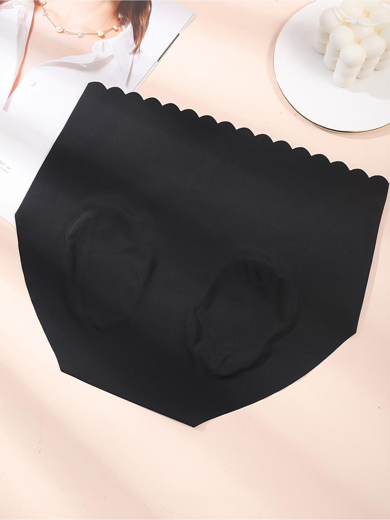 Product Introduction of Women's Solid Scallop Trim High Waist Knicker, Soft Comfy Breathable Seamless Panty for Daily Wear, Underwear for All Seasons 6
