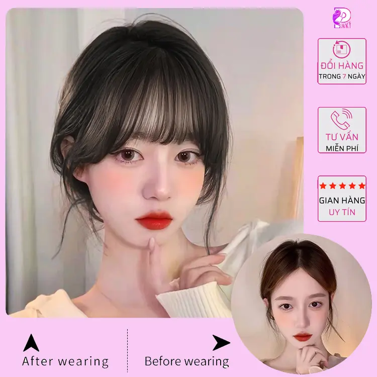 Tóc giả che hói Pinky, tóc giả mái thưa phủ hói cao cấp phong cách hàn quốc 1