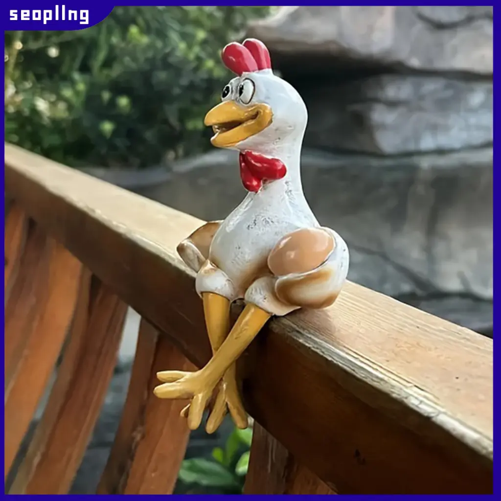[seopllng]- Chicken Statue for Yard Resin Chicken Sculpture Hand-painted Chicken Statue for Home Garden Decor Resin Sitting Chicken Figurine for Farm Patio and Stairs