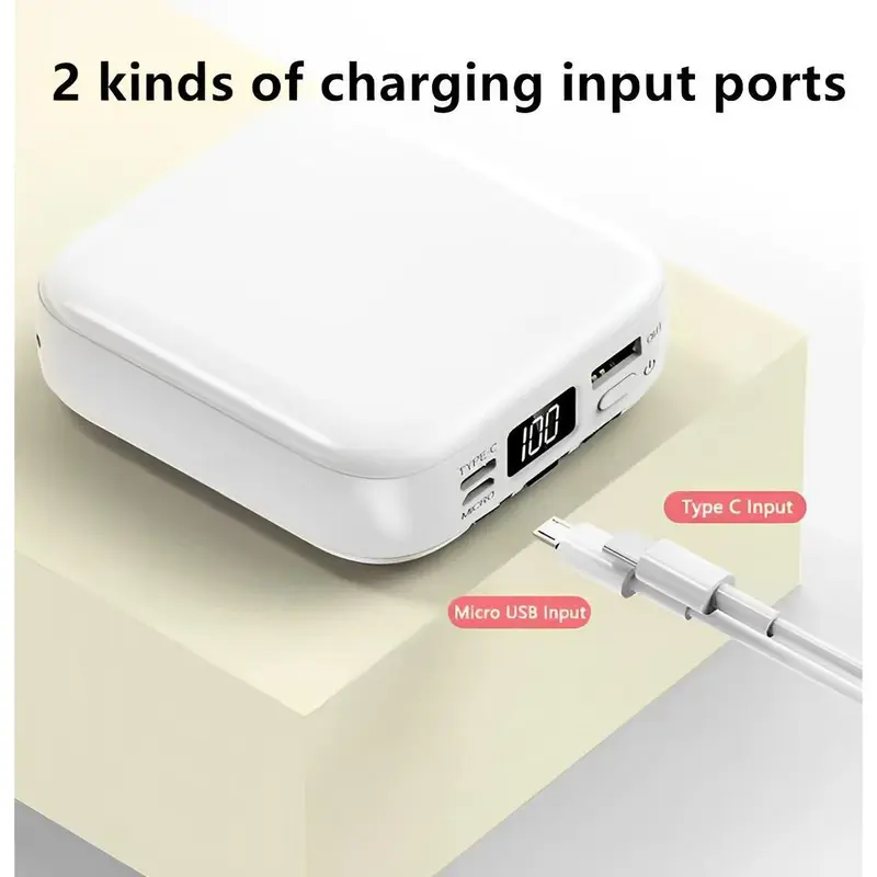 Powerbank Chính Hãng, Dung Lượng 50000mAh, Kích Thước Nhỏ, Có Gương Trang Điểm, Sạc Tích Hợp 4 Dây 2