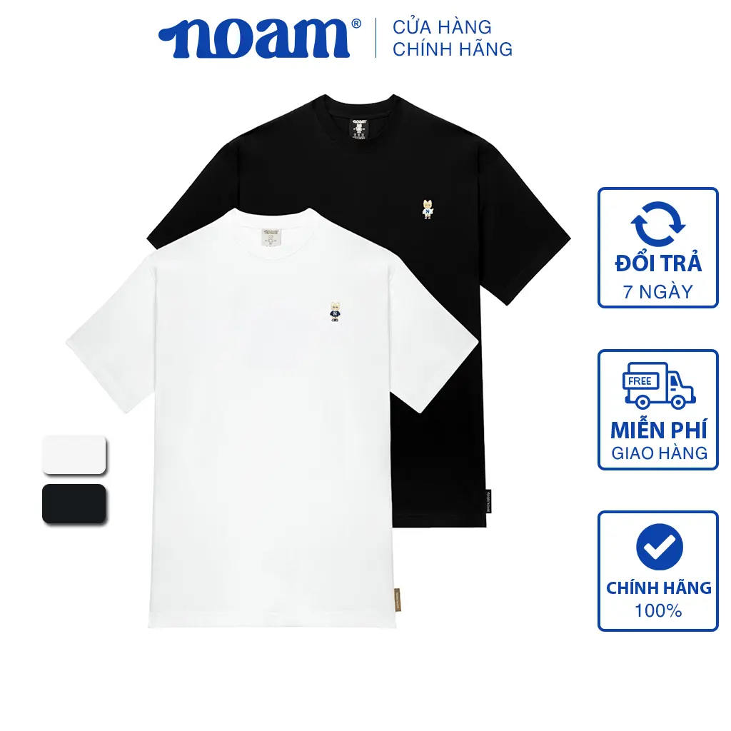 Áo thun Form rộng NOAM Teeny Homies Unisex 100% Cotton - Màu đen/trắng