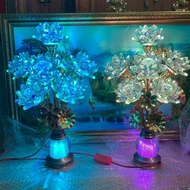 Cặp đèn pha lê 9 bông cao cấp ( cao 44 cm ) dercor trang trí phòng thờ