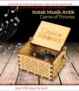 Kotak Musik Antik Penghantar Tidur Cocok untuk Kado 65 x 51 x 37 mm Material Kayu Sesuai Gambar