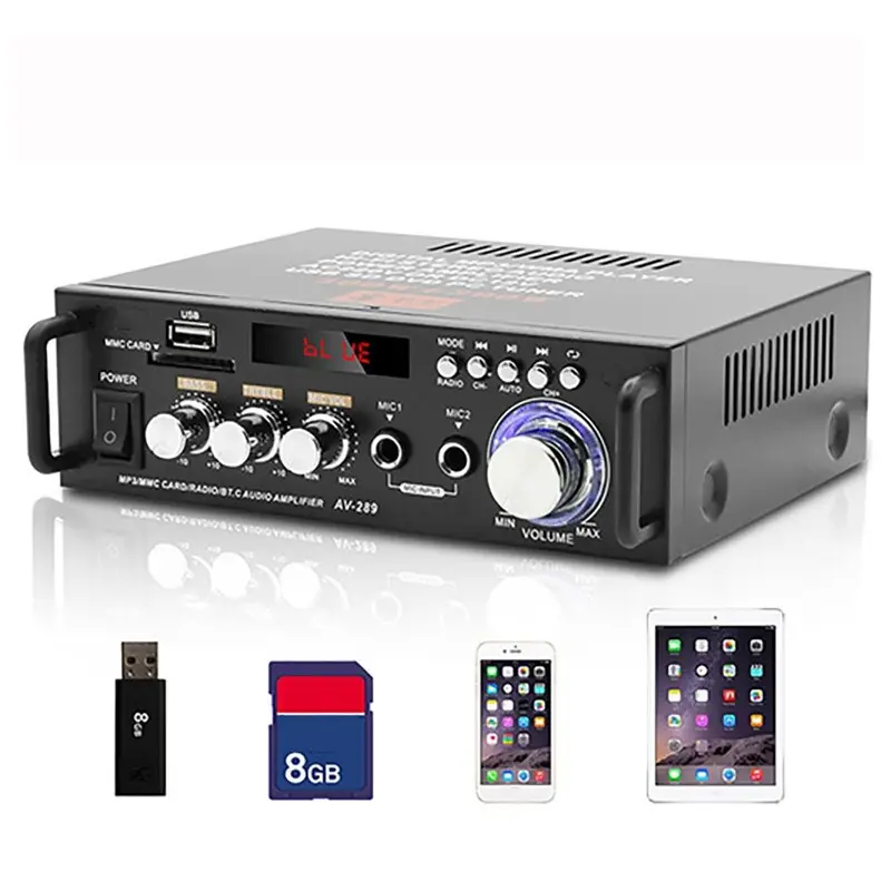Amplifier Bluetooth EQ Audio Karaoke Home Theater FM Radio 300W + 300W - Taffware AV-298BT Bass Equalizer 2