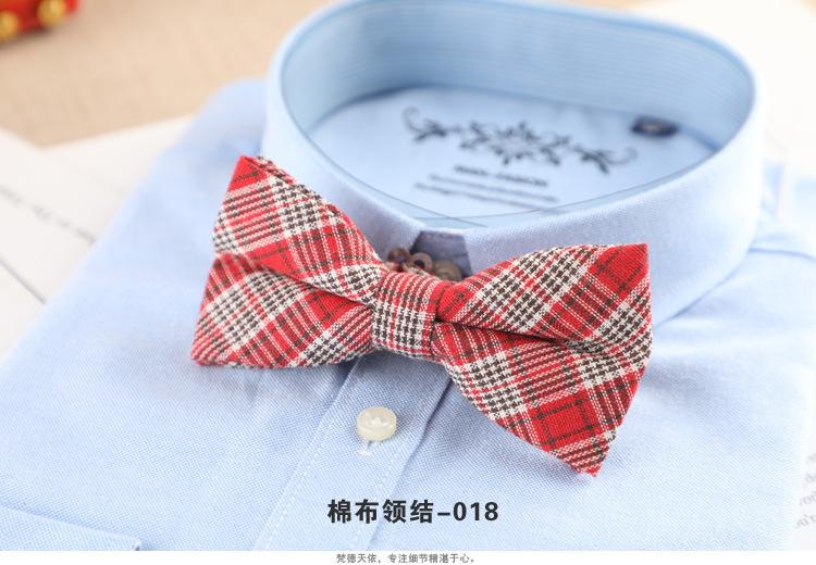 Product Introduction of 1PCS Men's Bow Tie Korean Version Fashion Casual Bow Cotton Trendy Plaid Striped Collar Bow Tie Manufacturer Wholesale Spot 21