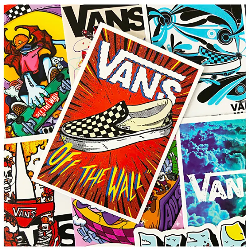 สติ๊กเกอร์กราฟฟิตี้ VANS 100 ชิ้น เหมาะสำหรับสเก็ตบอร์ด แล็ปท็อป กระเป๋าเดินทาง กีตาร์ จักรยาน รถยนต์ สติ๊กเกอร์