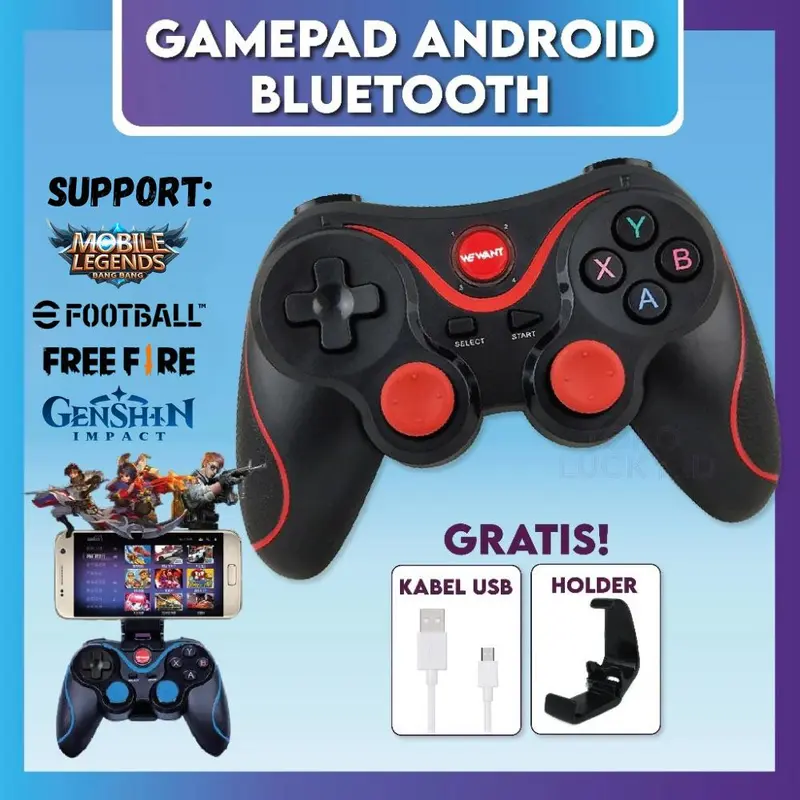 WeWant Gamepad Android Bluetooth X3 Joystick Wireless Controller with Holder Accessories 0