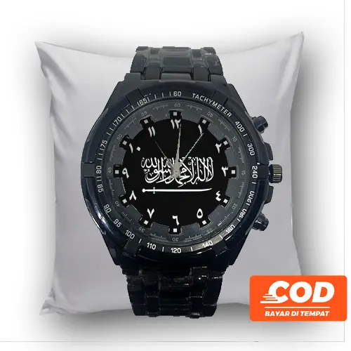 Jam Tangan Pria ISLAMI TAUHID Keren Stainless Steel Besi Hitam Original Premium 01 Anti Air