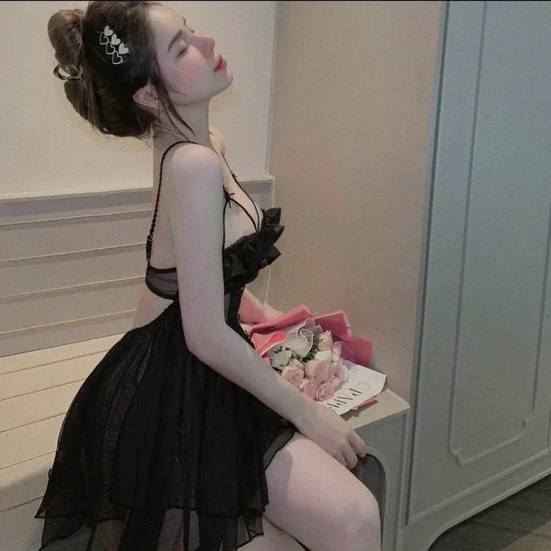 V324- Váy ngủ ren 2 lớp có gọng kiểu dáng bánh bèo công chúa hàng QC cao cấp ( kèm chíp) 4