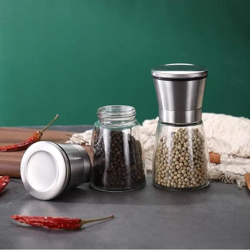 Cối Xay Tiêu Cầm Tay Nhỏ Gọn Chất Liệu Inox Cầm Chắc Tay Răng Nghiền Bằng Sứ, Lọ Đựng Tiêu, Gia Vị Tiện Lợi Lọ xay tiêu