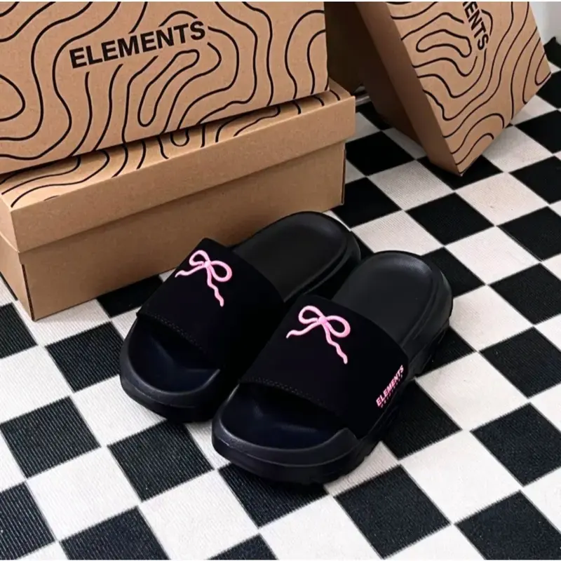 Dép Elements Silde Chunky chữ thêu nam nữ ( D-E02) - Dép quai ngang Elements nam nữ chữ thêu dế cao Slipper DéP 1