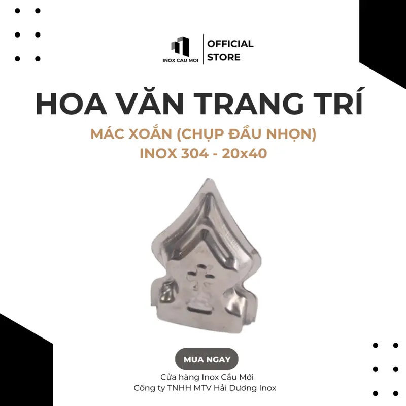 COMBO 10 - Mác xoắn chụp hàng rào INOX 304, nắp chụp bịt đầu sắt hộp 20x40 0
