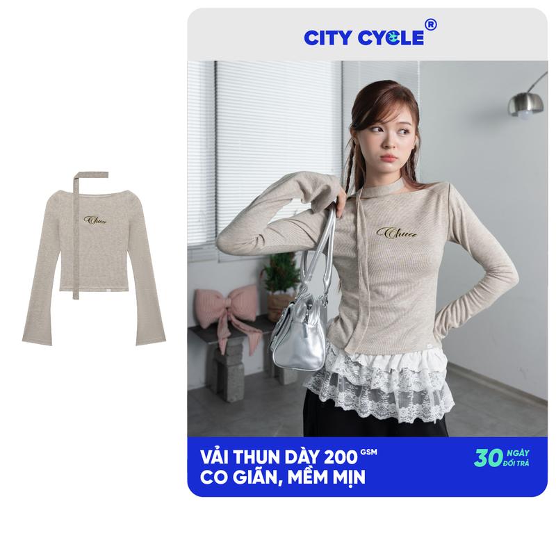Áo thun dài tay nữ mùa thu đông Local Brand Chính Hãng City Cycle Áo thun dài tay Chua