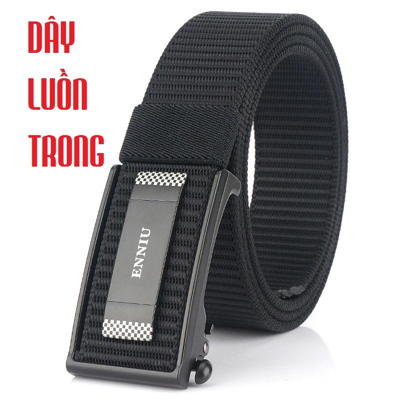 (KL3) Thắt lưng Nam dây luồn trong vải dù siêu bền_Khóatự động chắc chắn, tiện lợi - Dây nịt Nam vải Canvas cao cấp