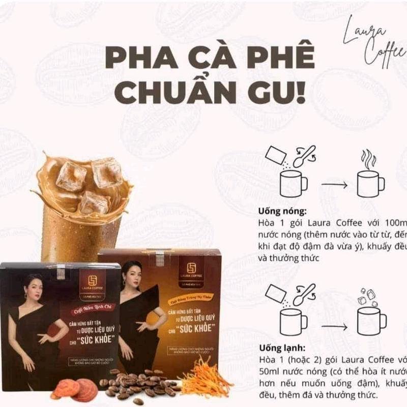 Combo cà phê Laura Coffee - Cafe đông trùng và cafe nấm linh chi, hương vị thơm ngon, béo vị sữa, giá cả phải chăng (1 hộp 10 gói) - Socola 4