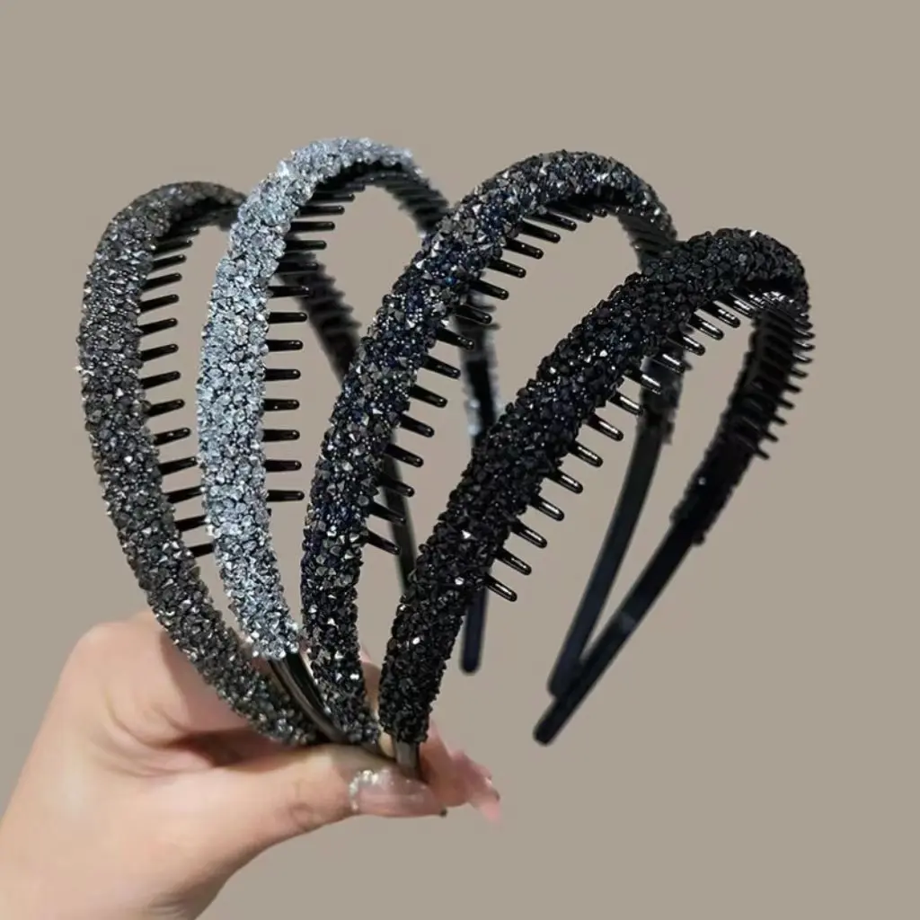 New Rhinestone Headband with Toothed Anti-slip Hairband for Women Hair Accessories