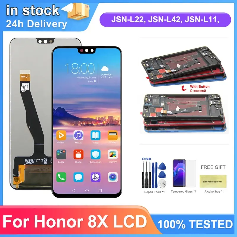 6.5 ''display screen for Honor 8X LCD display touch screen digitizer with frame replacement for Huawei honor8xjsbl22 jsn-l42