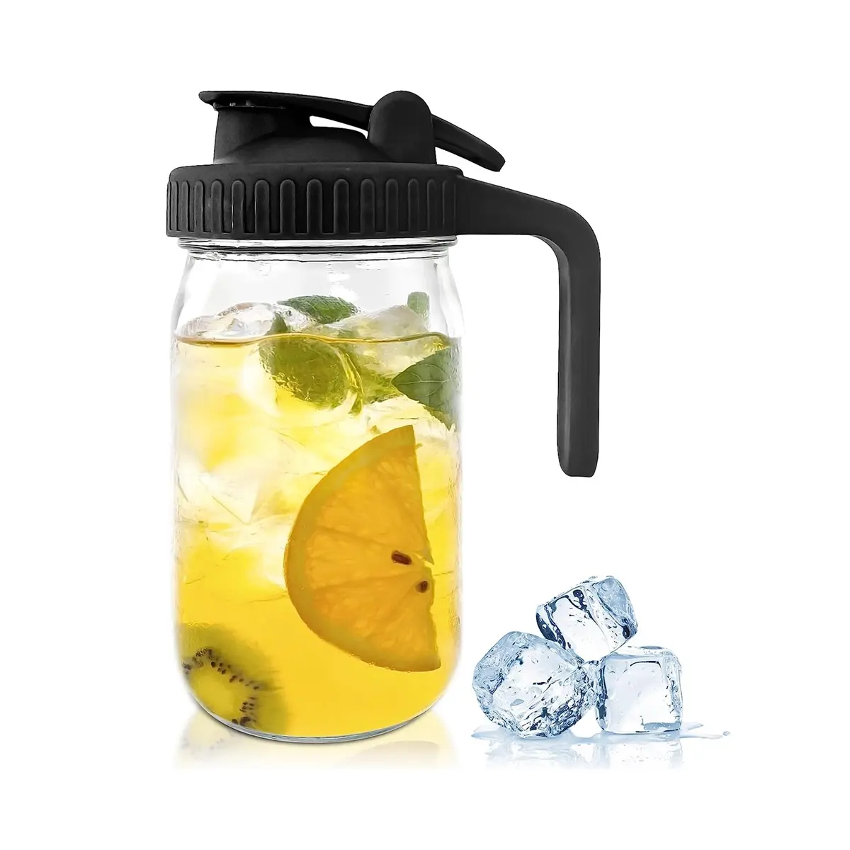 Balang mason 32Oz, penutup muncung, periuk kaca dengan penutup, periuk susu ibu, meterai Untuk jus, susu, kopi, teh, air limau, minuman
