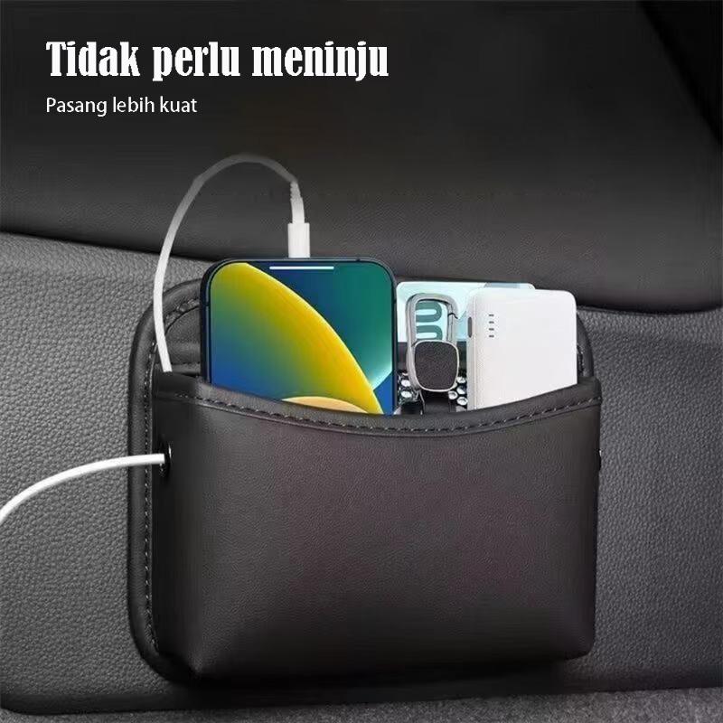 Car Seat Pocket Holder Side Organizer Multifungsi Storage Box Kotak Penyimpanan Multifungsi Tempat Hp Saku Kursi Mobil Tempel Stowing Tidying