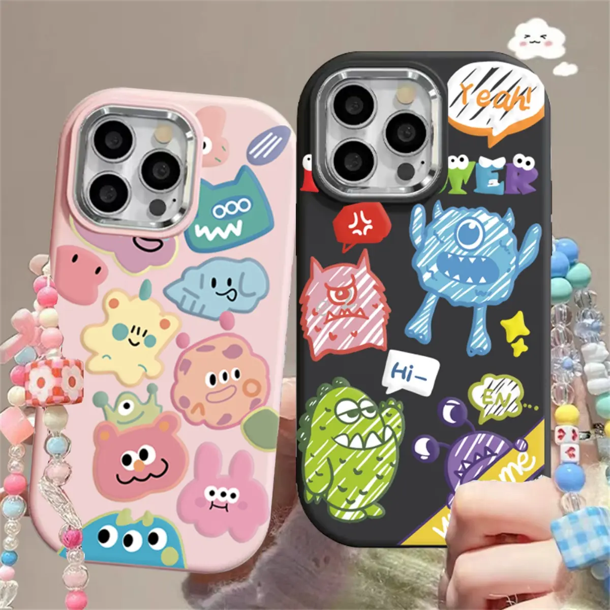 Casing untuk hp VIVO Y03 Y28 Y18 Y17S Y27S Y36 Y02 Y03 Y02S Y16 Y22 Y35 Y01 Y21S Y33S Y12 Y15 Y17 Y11 Y12S Y12A Y15S Y15A Y20S Y30i Y91C Lanyard Kesing Cute Monsters Party Soft Case