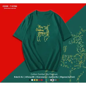 kaos rusa natal/kaos natal deer tanduk/katun premium 100%