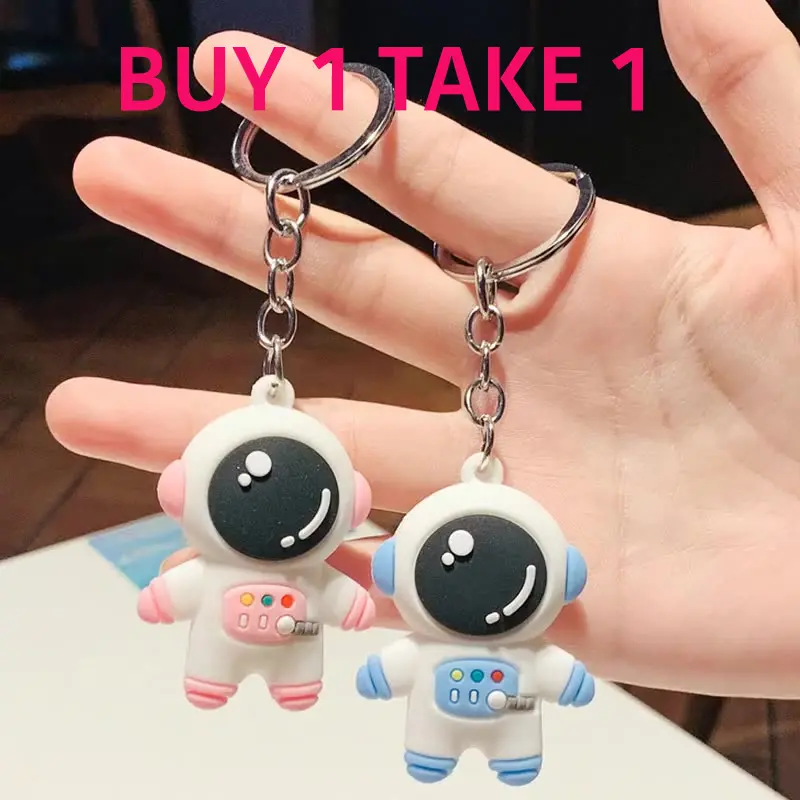 Buy 1 Take 1 Car Cartoon Astronaut Key Chain, Spaceman Pendant PVC Bag Pendant Exquisite Car Key Chain  Fashionable Space-Themed Car & Bag Charm for Men Perfect For Students And Couples To Hang On Their Backpacks Halloween Christmas Gift