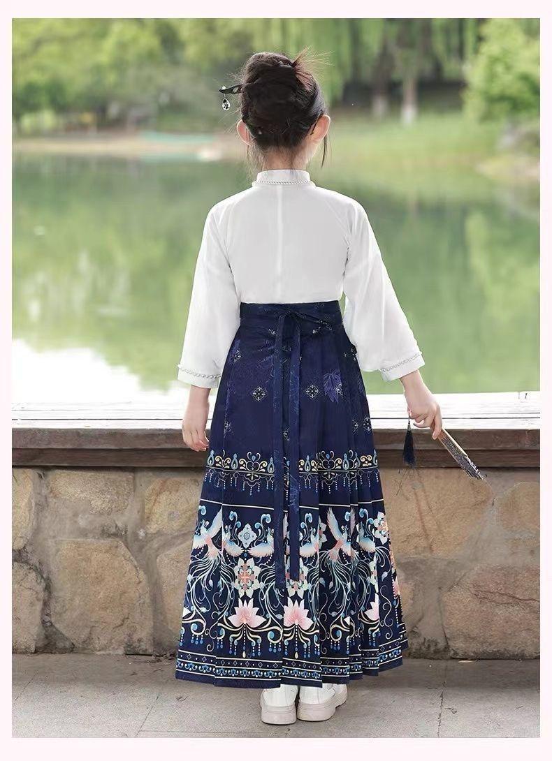 Product Introduction of Sut Skirt Muka Kuda Gadis Hanfu Musim Panas Lengan Pendek Gaya Cina Ming Baru Kostum Kuno Gaya Kuno Kanak-kanak Pakaian Cina Cheongsam 16