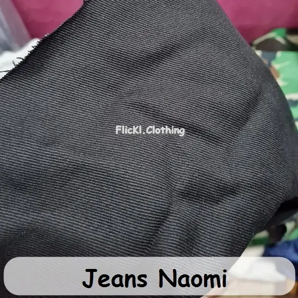 Bahan Kain Jeans Denim Naomi Black Hitam Katun Celana Jeans Hitam Black