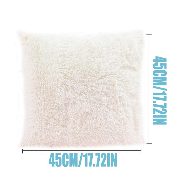 Soft Solid Fluffy Cushion Cover, 1 Count Square Soft Decorative Cushion Cover Without Filler For Home Sofa Chair 4