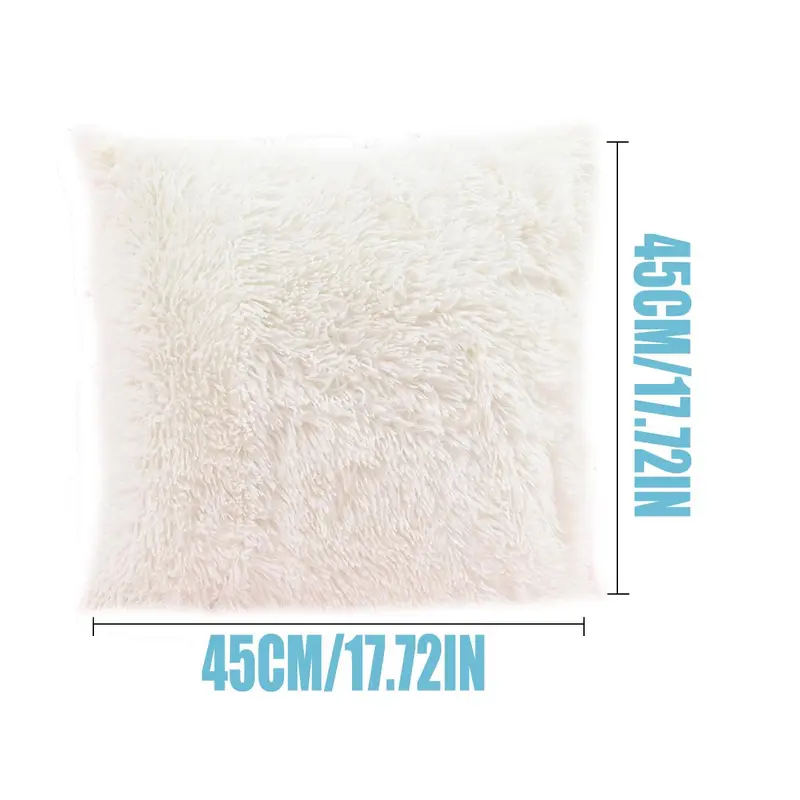 Soft Solid Fluffy Cushion Cover, 1 Count Square Soft Decorative Cushion Cover Without Filler For Home Sofa Chair 2