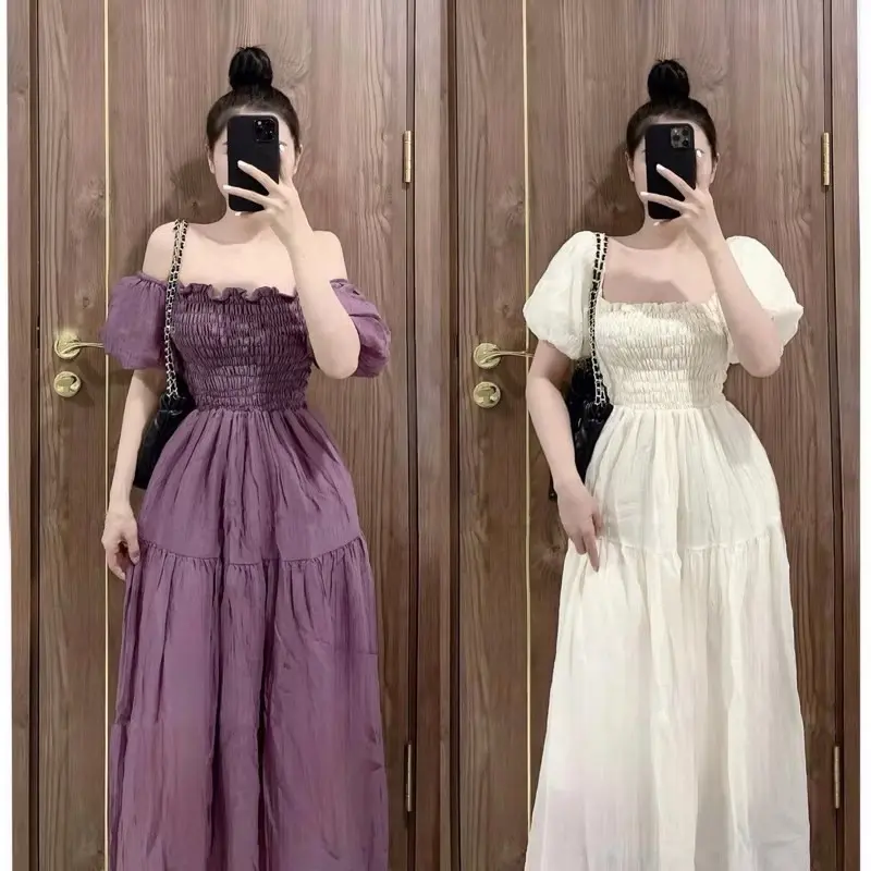 Đầm tay phồng đũi tơ loại 1 nhúng thun co giãn tốt 6