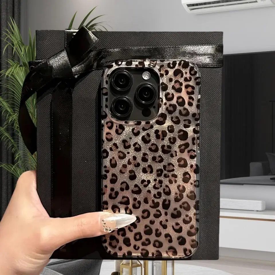 Fashion Leopard-Pattern Phone Case, Anti-drop Cellphone Protective Case, Total Protective Shockproof Mobile Phone Cover for iPhone 11 12 13 14 15 Pro Max