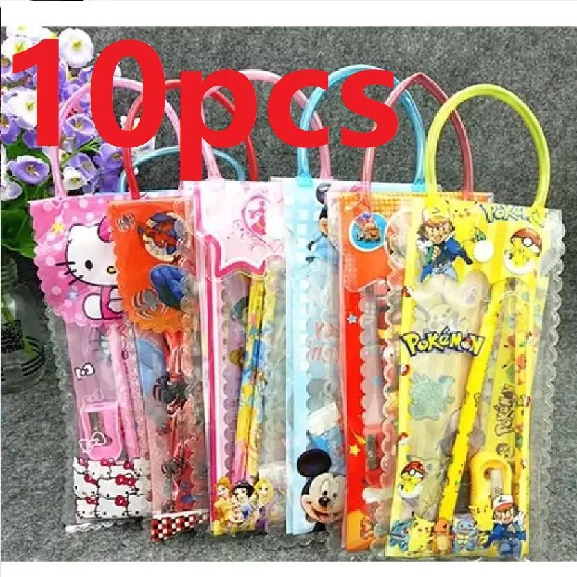 (10pcs) 6 in 1 Kids Stationary Set School Student Birthday Present Gift Pencil Stationery Set