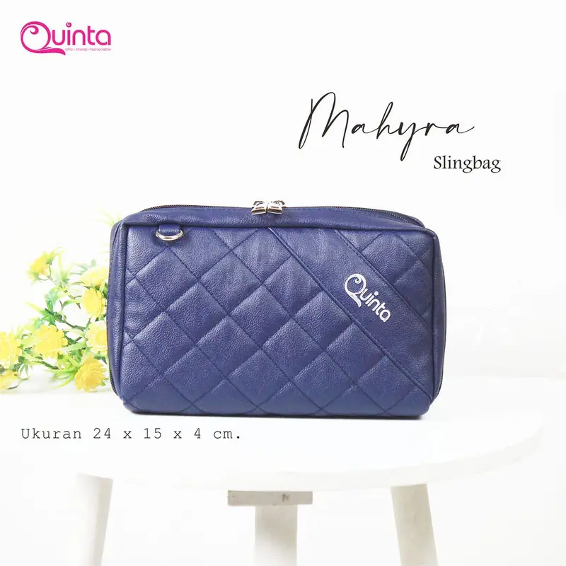 TAS SELEMPANG WANITA QUINTA MAHYRA SLINGBAG UK. 24X15X4 CM  Dengan Quilting Bahan 3 Lapis, Tas Pengatur Keuangan Anda Hitam 7