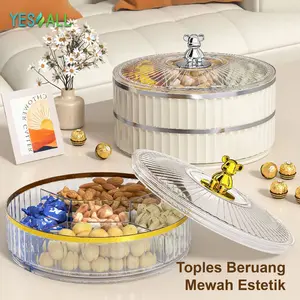 Terbaru YESALL Toples Aesthetic Tingkat Beruang - Toples Lebaran Rak Putar Snack Cemilan Toples Kue Kering Tempat Makanan Kotak Permen Food Storage Food Container Estetik Toples Akrilik Toples Kedap Udara Toples Putar