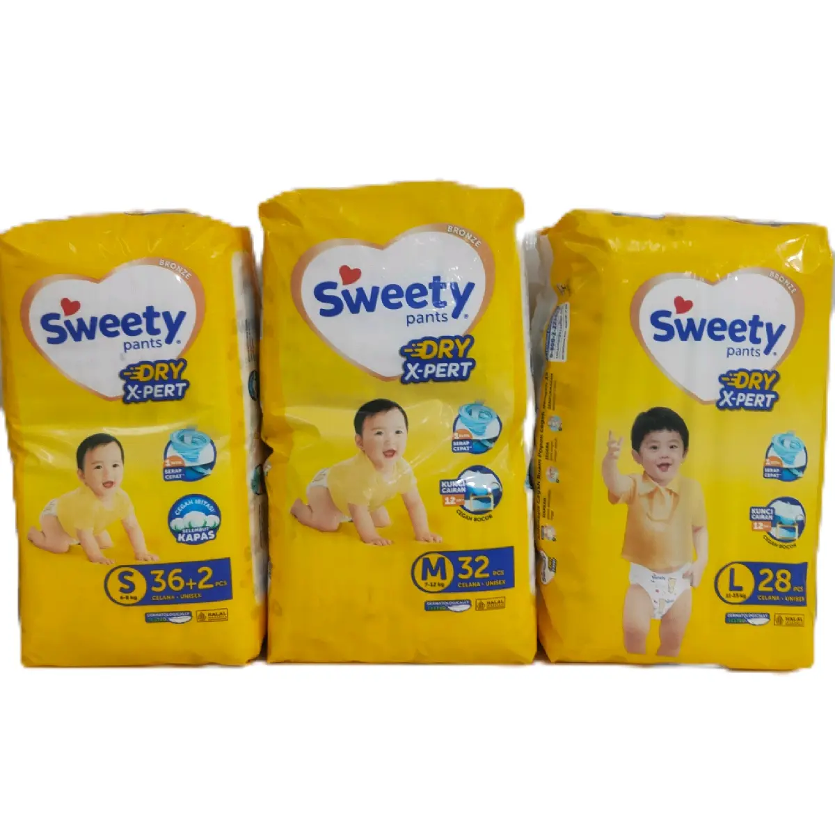 sweety pants popok celana bayi dry expert ukuran S 36 / L 28 / M 32