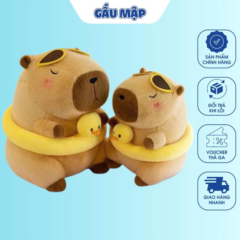 ￼Gấu Bông Capybara Đeo Kính Phao Bơi Vịt Summer phiên bản đặc biệt - Capybara Bộ Trưởng Ngoại Giao Hottrend Gấu Bông Nhà Dâu