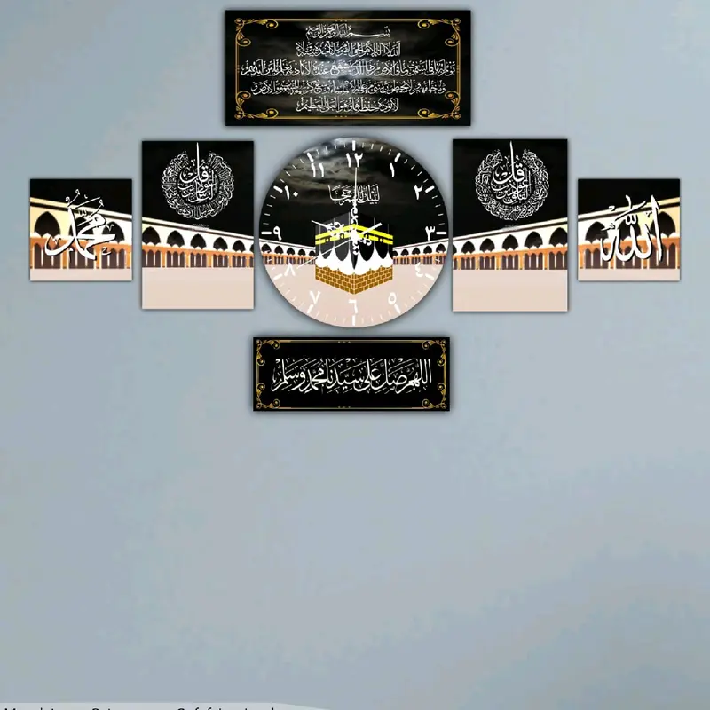 Jam Dinding Bulat Panel-1 Set isi 7pcs kayu pajangan 0