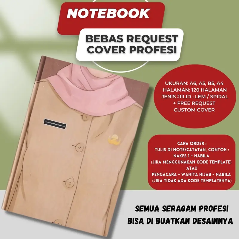 Notebook Custom Desain Cover Profesi / Ide Kado Lucu / Corporate Gift Kertas Buku 0
