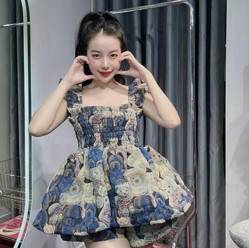 Bộ Gấu Bí Có Túi Hàng Cao Cấp Quảng Châu Size 40kg đến 58kg - Chất liệu bố dạ Nữ Women Áo Kem