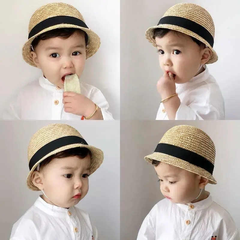 Mũ Rơm Cho Bé Trai, Phong Cách Mùa Hè, Che Nắng Cho Em Bé Chống Nắng, Kiểu Bucket Cho Trẻ Em, Vành Lớn, Thích Hợp Cho Bãi Biển Bố Mẹ-Bé Hợp Xu hướng Và Ngầu