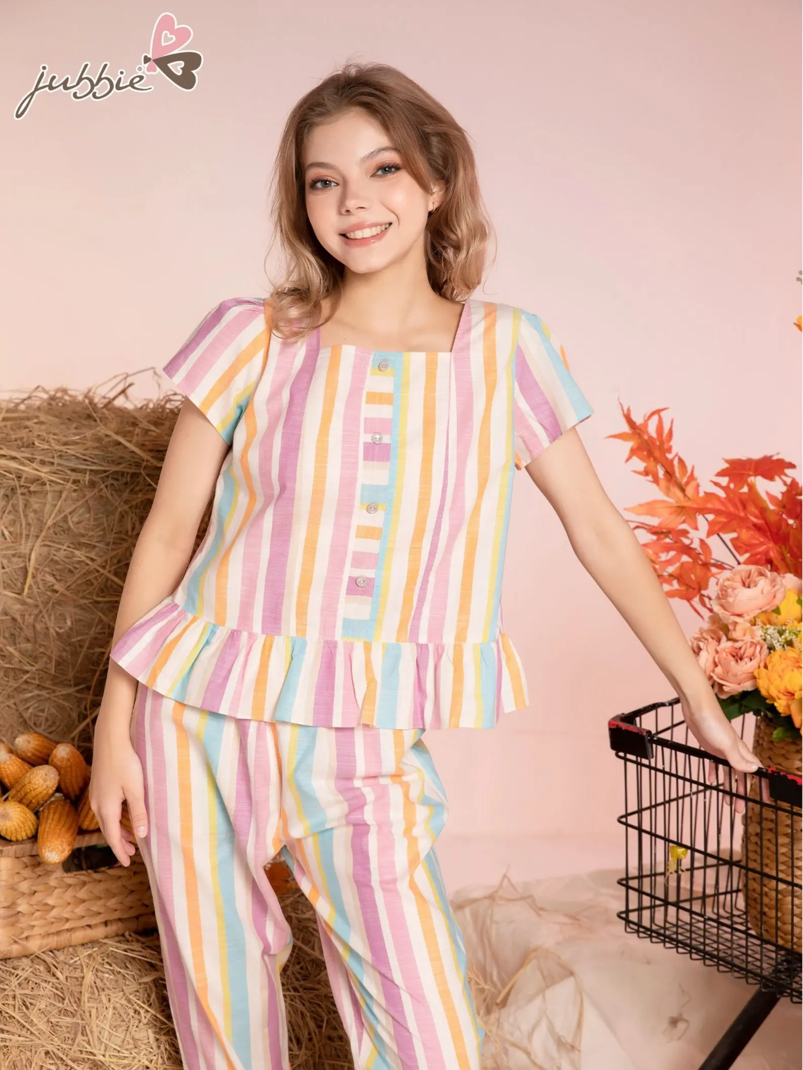 Bộ lửng Kate cổ vuông lai bèo mặc nhà JUBBIE - 32503